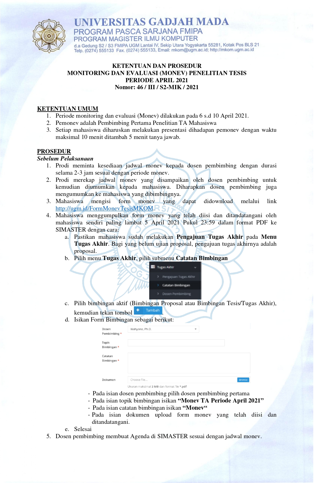 Ketentuan Prosedur Dan Jadwal Monitoring Dan Evaluasi Monev Penelitian Tesis Periode April 5379